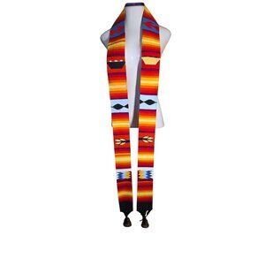 Colorful Stole With Brass Bells At Ends Hinduism Inscription On Bells